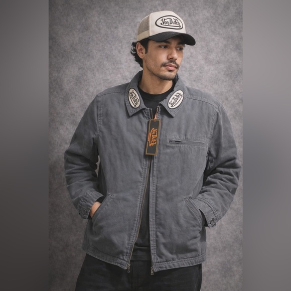 Von Dutch Originals Quilted Work Jacket XL Gray NWT Back Logo - Picture 2 of 8